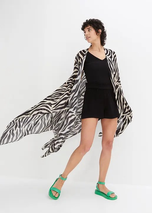 Bonprix Modischer Poncho Im Animal-Print - Schwarz - Damen