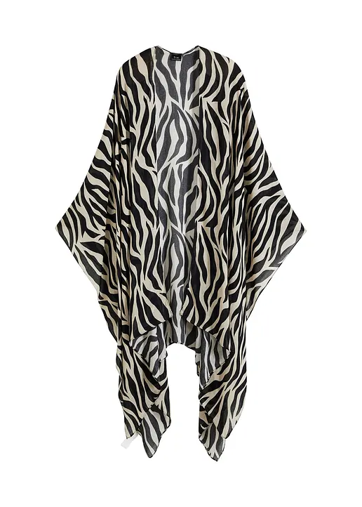 bonprix Modischer Poncho im Animal-Print - schwarz - Damen