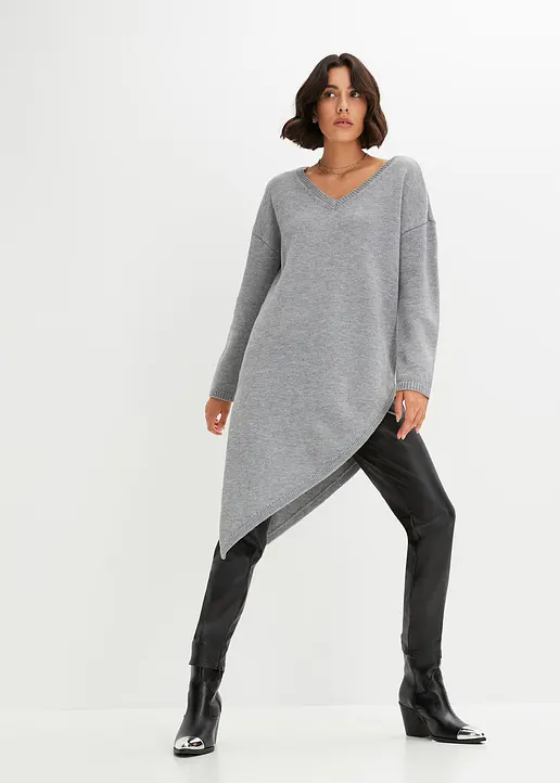 Bonprix Modischer Pullover Mit Asymmetrischem Saum - Grau
