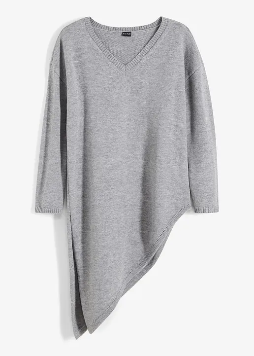 bonprix modischer Pullover mit asymmetrischem Saum - grau