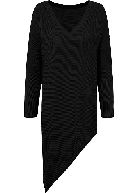 bonprix modischer Pullover mit asymmetrischem Saum - schwarz