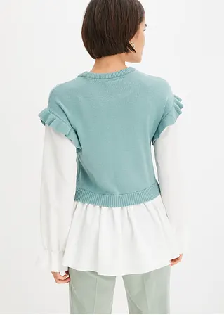 Bonprix Modischer Pullover Mit Blusen-Einsatz - Blau - Damen