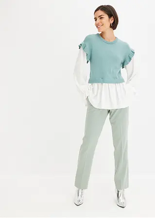 Bonprix Modischer Pullover Mit Blusen-Einsatz - Blau - Damen