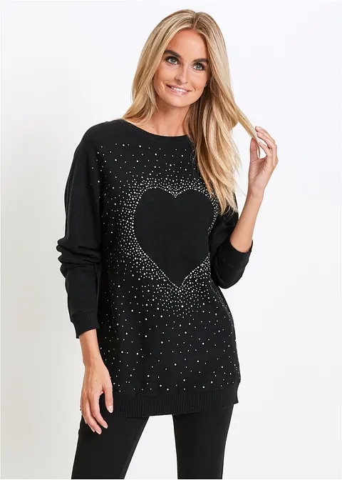 Bonprix Modischer Pullover Mit Fledermausärmeln - Schwarz