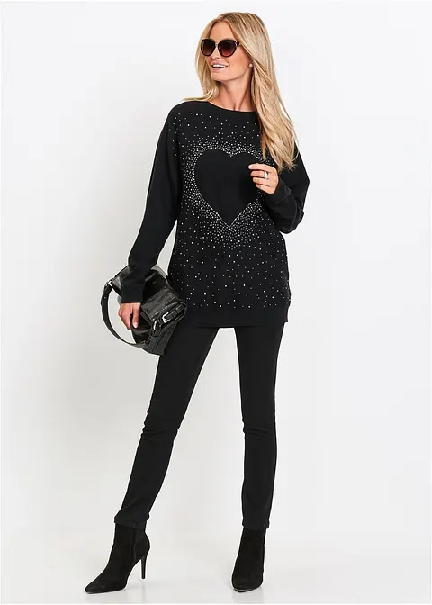 Bonprix Modischer Pullover Mit Fledermausärmeln - Schwarz