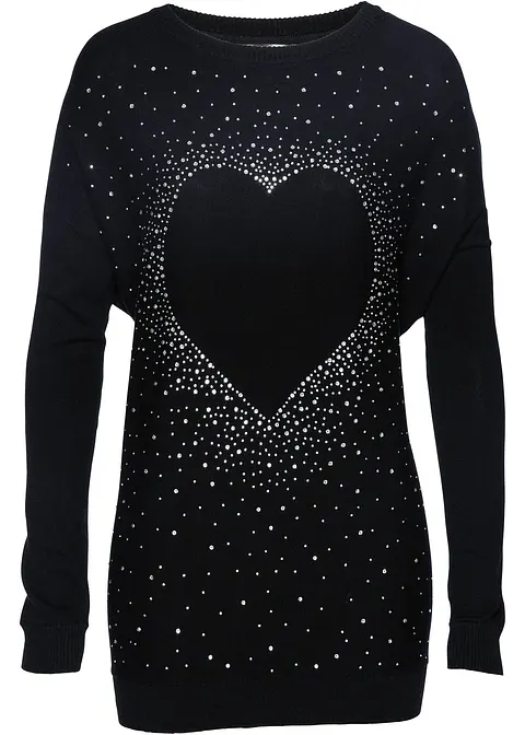 bonprix modischer Pullover mit Fledermausärmeln - schwarz