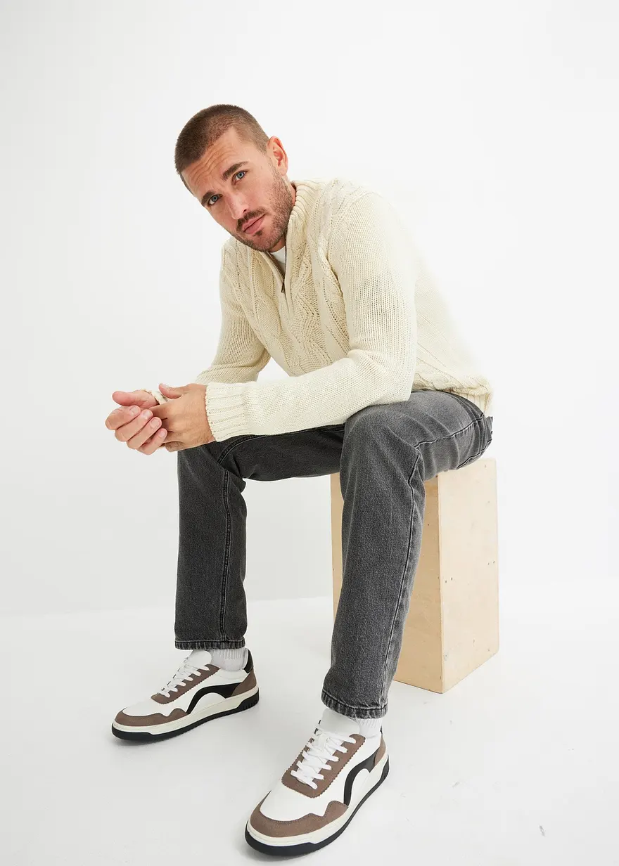 Bonprix Modischer Pullover Mit Klassischem Zopfmuster - Beige