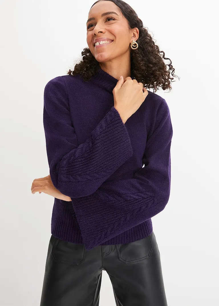 Bonprix Modischer Pullover Mit Weiten Ärmeln - Lila - Damen