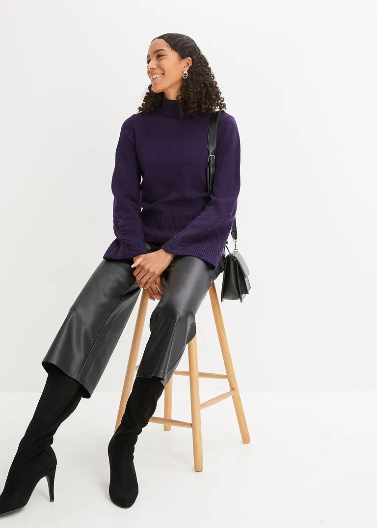 Bonprix Modischer Pullover Mit Weiten Ärmeln - Lila - Damen