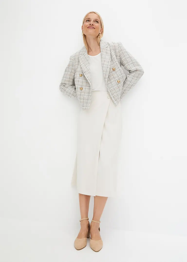 Bonprix Modischer Rock In Wickeloptik Mit Dekorativen Knöpfen Oben Am Bund