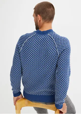 Bonprix Modischer Rundhalspullover Mit Minimalmuster - Blau