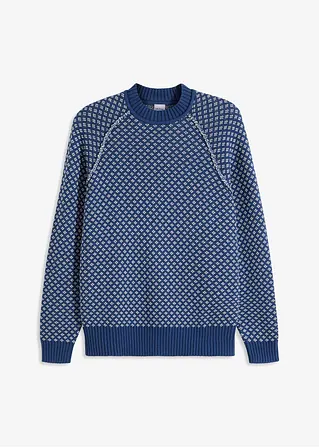 bonprix Modischer Rundhalspullover mit Minimalmuster - blau