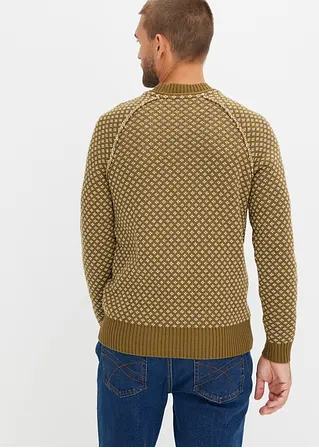 Bonprix Modischer Rundhalspullover Mit Minimalmuster - Grün