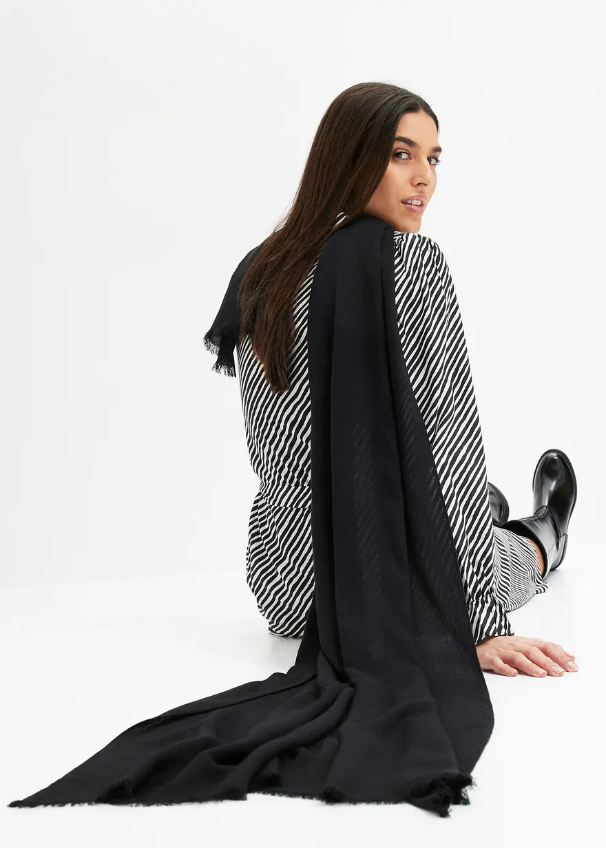 Bonprix Modischer Schal Aus Weicher Viskose - Schwarz - Damen