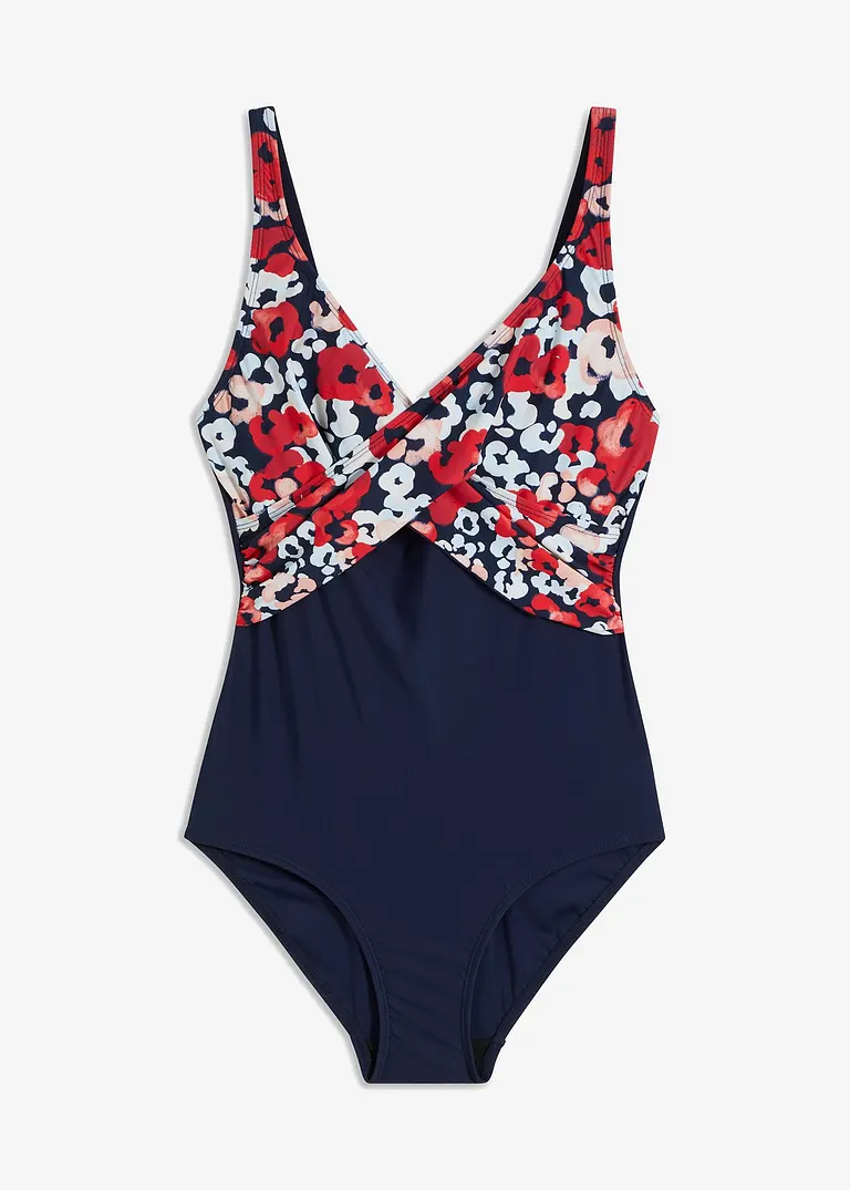 bonprix Modischer Shape Badeanzug mit Wickel-Optik - blau