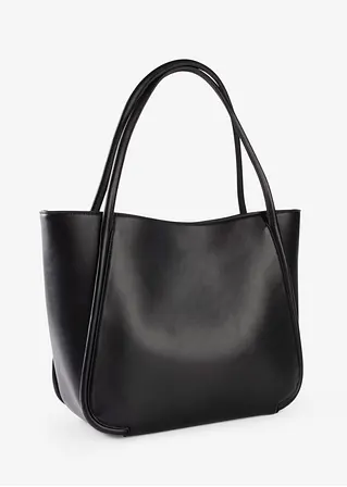 Bonprix Modischer Shopper In Lederoptik - Schwarz - Damen
