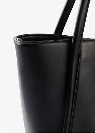Bonprix Modischer Shopper In Lederoptik - Schwarz - Damen