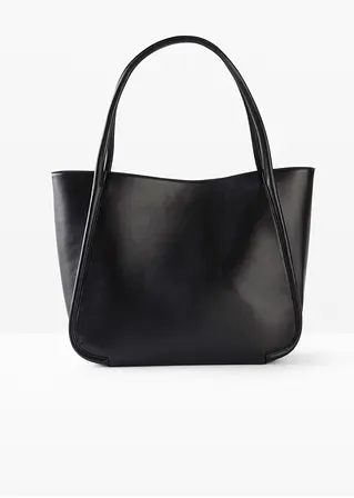 bonprix Modischer Shopper in Lederoptik - schwarz - Damen
