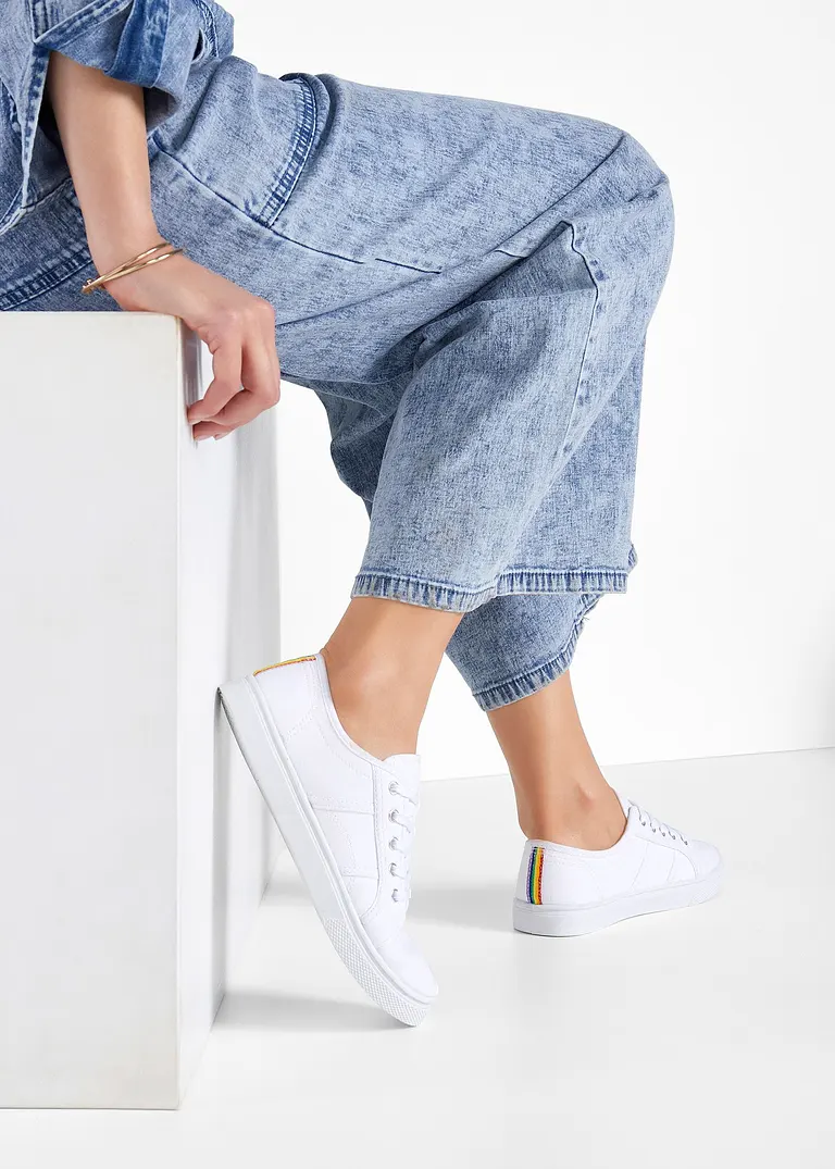 Bonprix Modischer Sneaker Mit Regenbogen Detail - Weiß - Damen