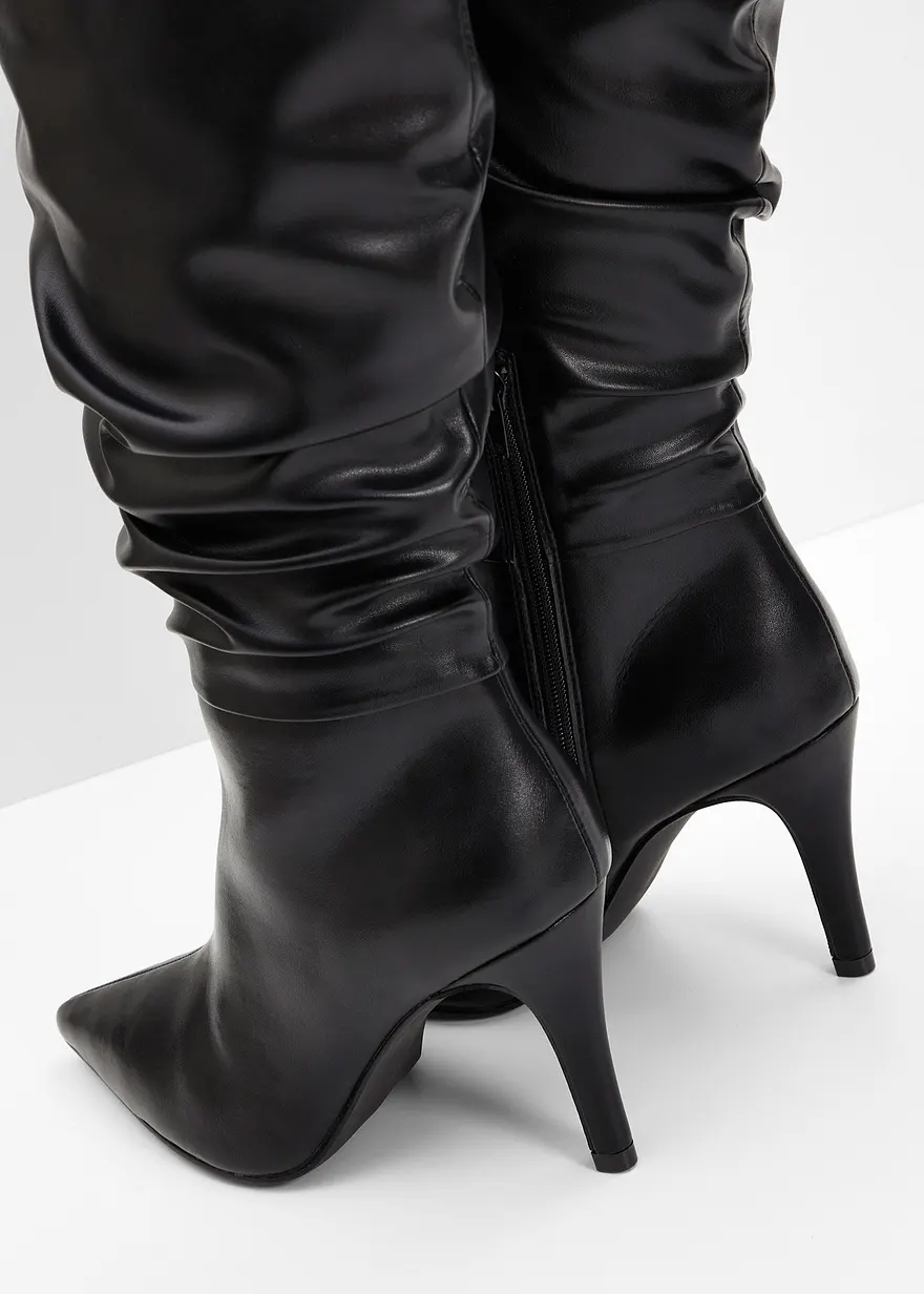 Bonprix Modischer Stiefel Mit Dekorativer Raffung - Schwarz