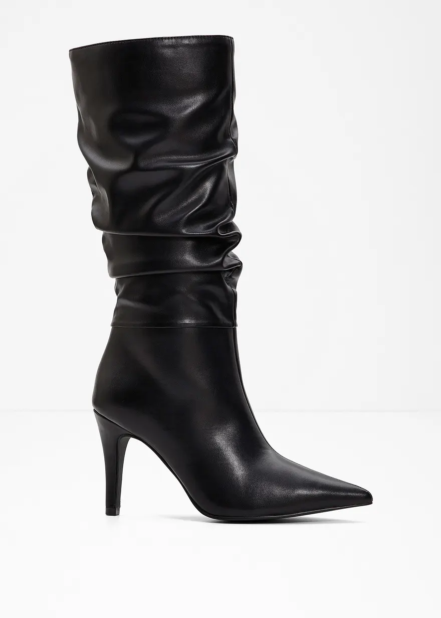 bonprix Modischer Stiefel mit dekorativer Raffung - schwarz