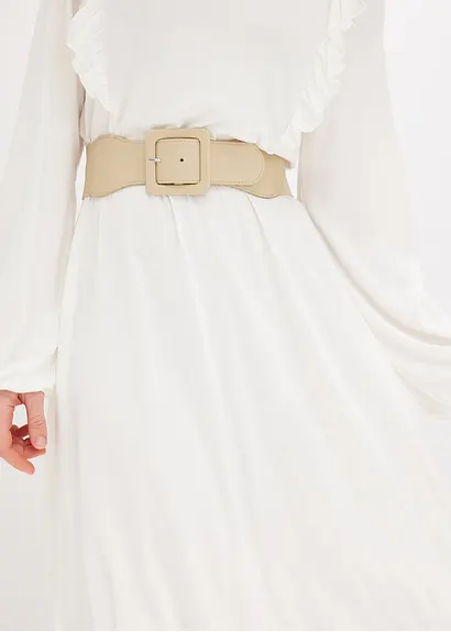 Bonprix Modischer Stretchgürtel Aus Lederimitat - Beige - Damen