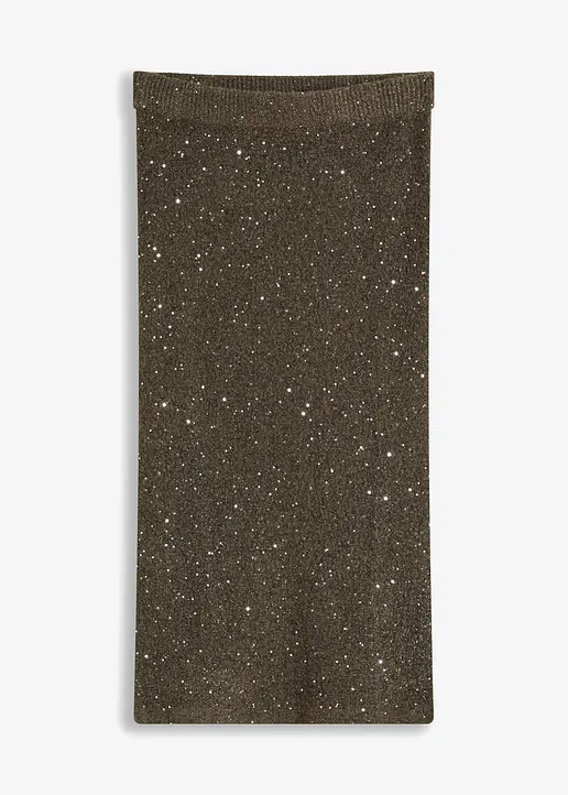 bonprix modischer Strick-Rock mit Pailletten - braun - Damen