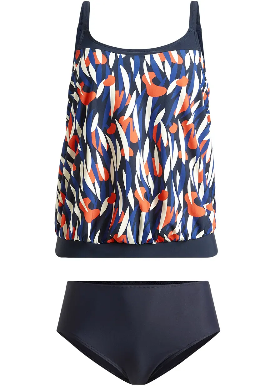 bonprix Modischer Tankini mit Maxi-Bikinihose - dunkelblau bedruckt