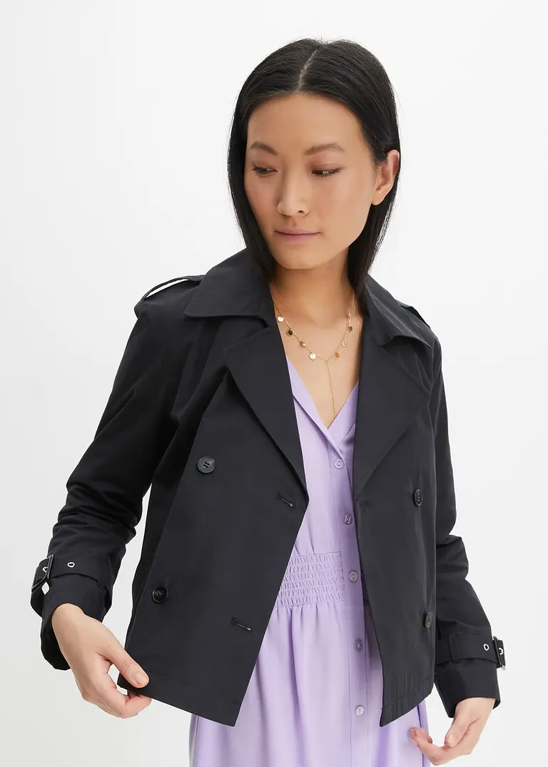 Bonprix Modischer Trenchcoat Mit Verkürztem Schnitt - Schwarz