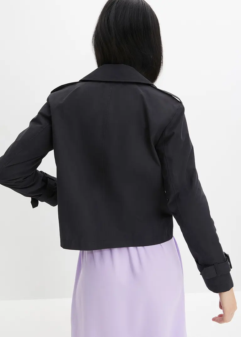 Bonprix Modischer Trenchcoat Mit Verkürztem Schnitt - Schwarz