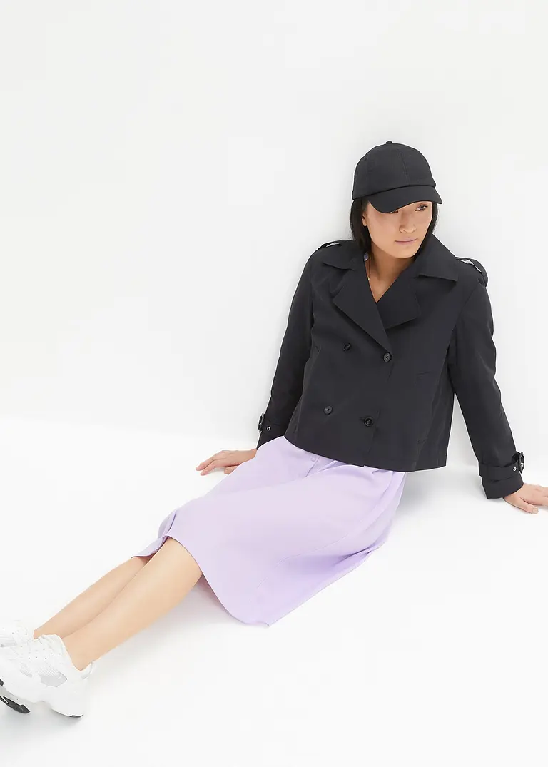 Bonprix Modischer Trenchcoat Mit Verkürztem Schnitt - Schwarz