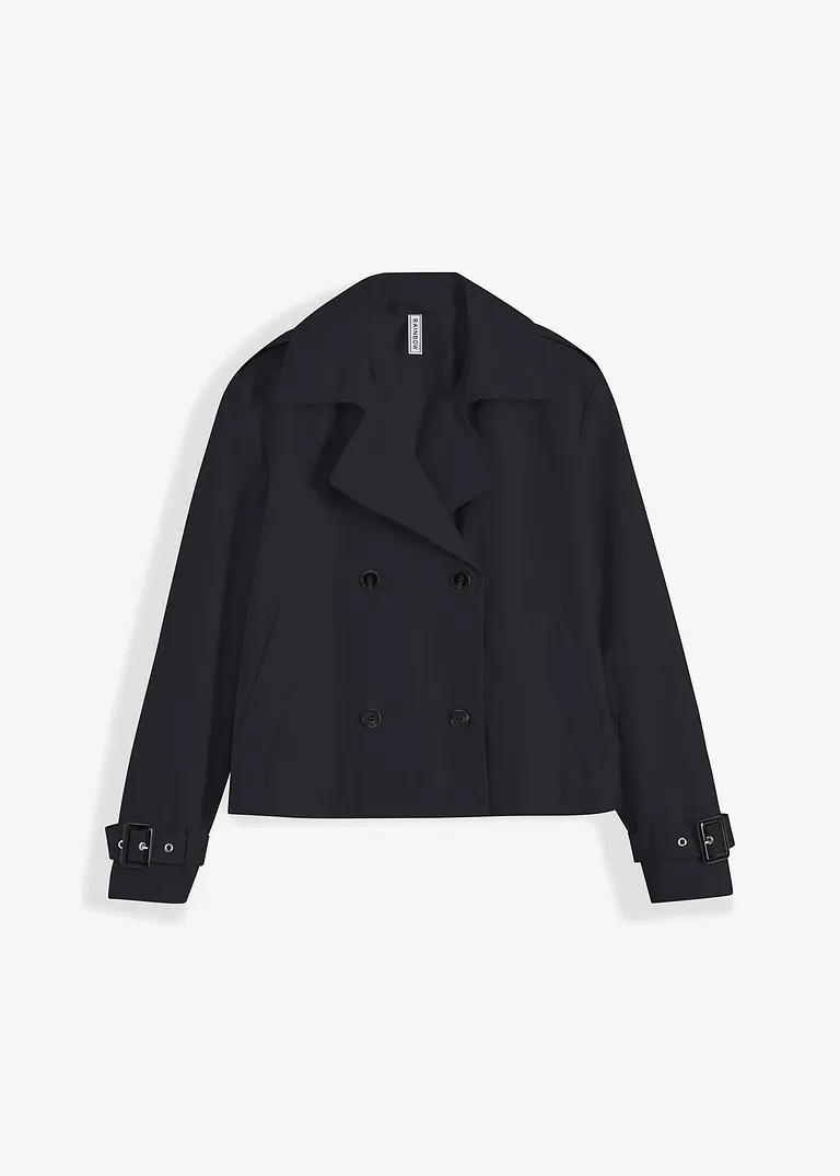 bonprix Modischer Trenchcoat mit verkürztem Schnitt - schwarz
