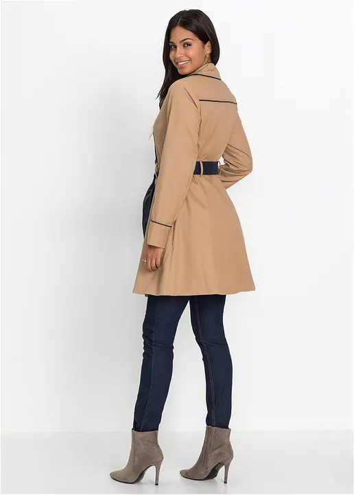 Bonprix Modischer Trenchcoat Mit Zeitlosen Farbkontrasten. - Beige