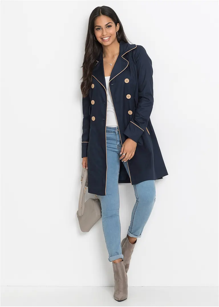 Bonprix Modischer Trenchcoat Mit Zeitlosen Farbkontrasten. - Blau - Damen