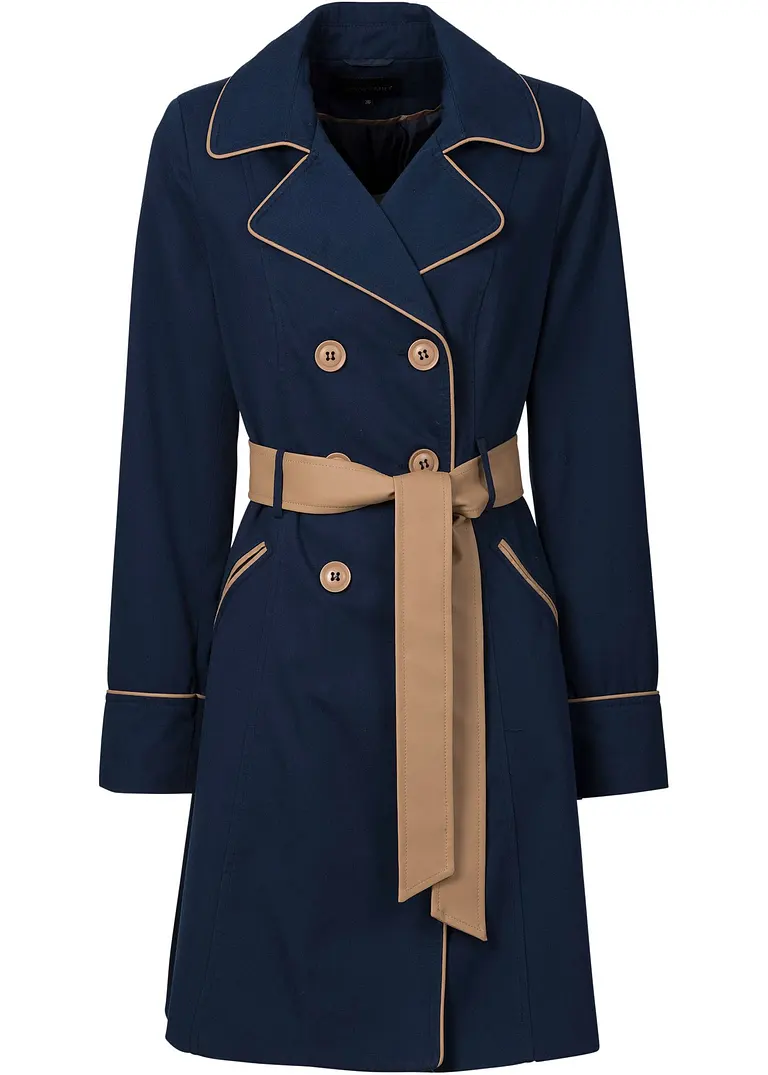 bonprix Modischer Trenchcoat mit zeitlosen Farbkontrasten. - blau - Damen