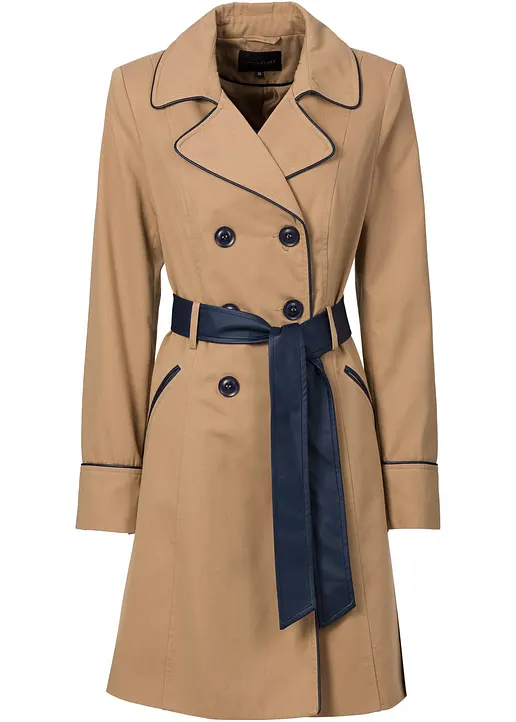 bonprix Modischer Trenchcoat mit zeitlosen Farbkontrasten. - beige
