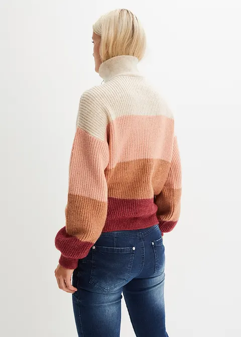 Bonprix Modischer Troyer-Pullover Mit Reißverschluss - Beige