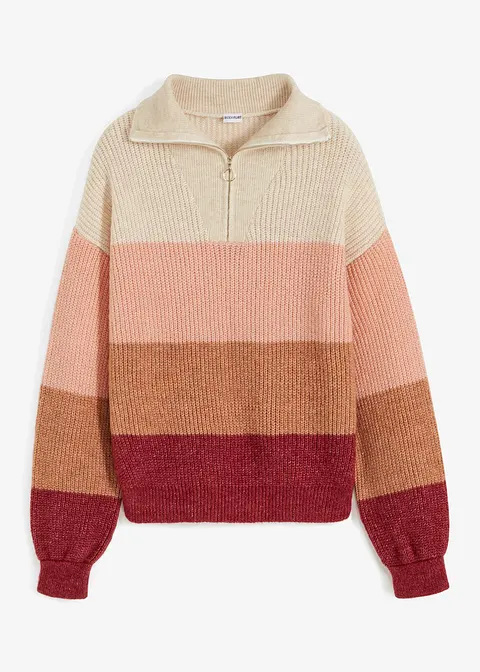 bonprix modischer Troyer-Pullover mit Reißverschluss - beige