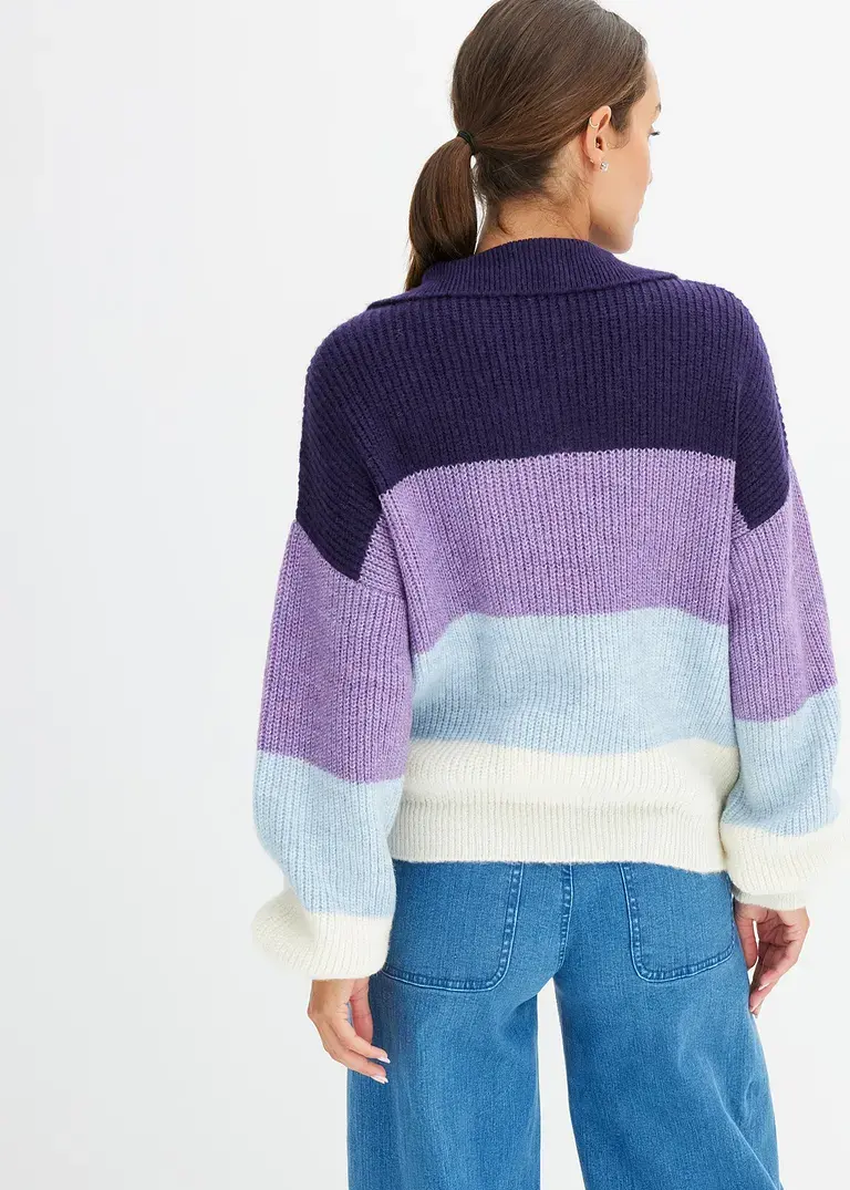 Bonprix Modischer Troyer-Pullover Mit Reißverschluss - Lila