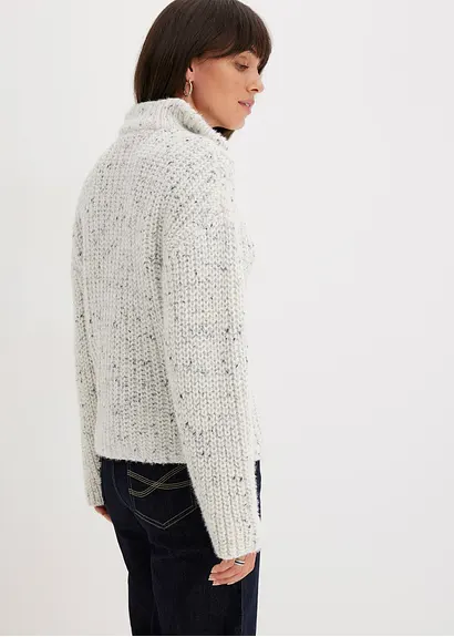 Bonprix Modischer Troyer-Pullover Mit überschnittener Schulter - Weiß