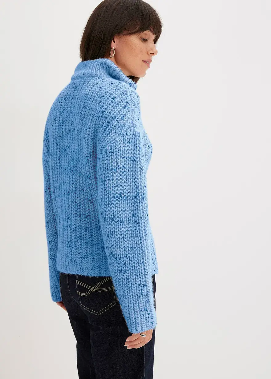 Bonprix Modischer Troyer-Pullover Mit überschnittener Schulter - Blau