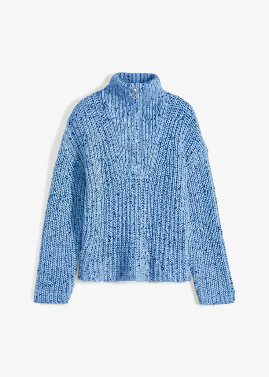 bonprix Modischer Troyer-Pullover mit überschnittener Schulter - blau