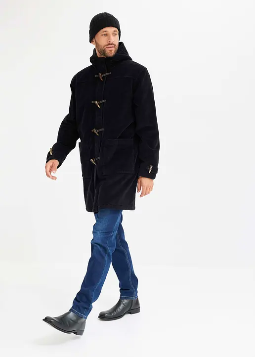 Bonprix Modischer Wattierter Cord-Dufflecoat - Schwarz