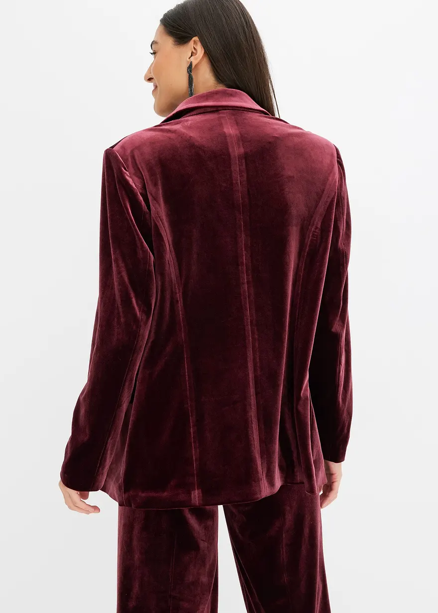Bonprix Modischer Zweireihiger Blazer Aus Softem Samt - Rot