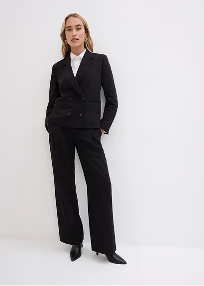 Bonprix Modischer Zweiteiler - Blazer Mit Betonten Schultern Und Hose Mit Elegant Weitem Bein
