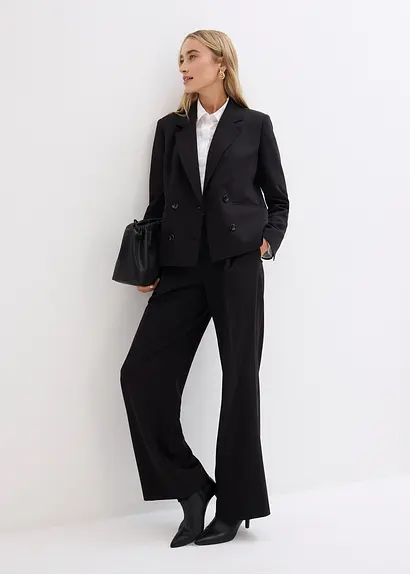 Bonprix Modischer Zweiteiler - Blazer Mit Betonten Schultern Und Hose Mit Elegant Weitem Bein