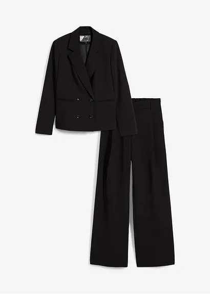 bonprix modischer Zweiteiler - Blazer mit betonten Schultern und Hose mit elegant weitem Bein