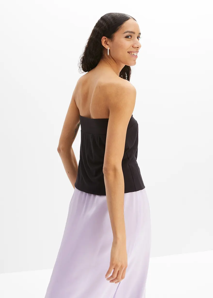 Bonprix Modisches Bandeau-Top Mit Elastischem Gummibund - Schwarz - Damen