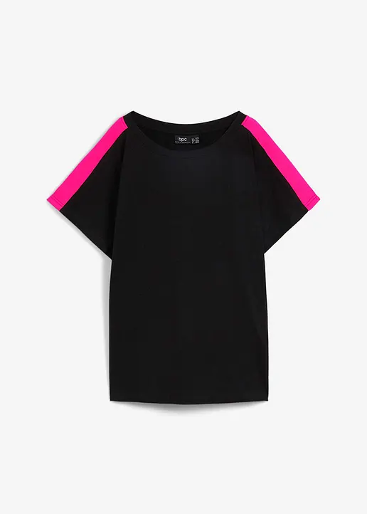 bonprix modisches Basic-Shirt mit Neon-Detail - schwarz - Damen