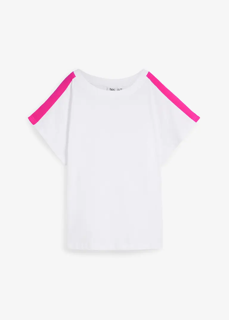 bonprix modisches Basic-Shirt mit Neon-Detail - weiß - Damen